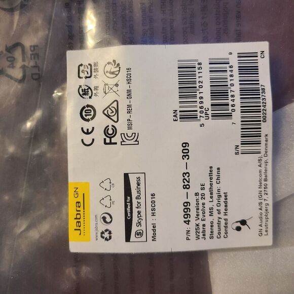 NEW Jabra HSC016 Evolve 20 USB 2 Ear Stereo MS 4999-823-309 Corded Headset - Picture 6 of 8